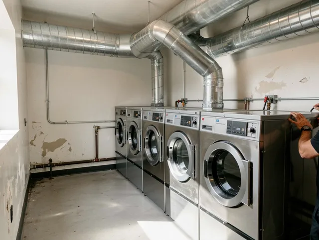 Westport Dryer Vent Cleaning team performing large-scale commercial dryer vent cleaning in Westport